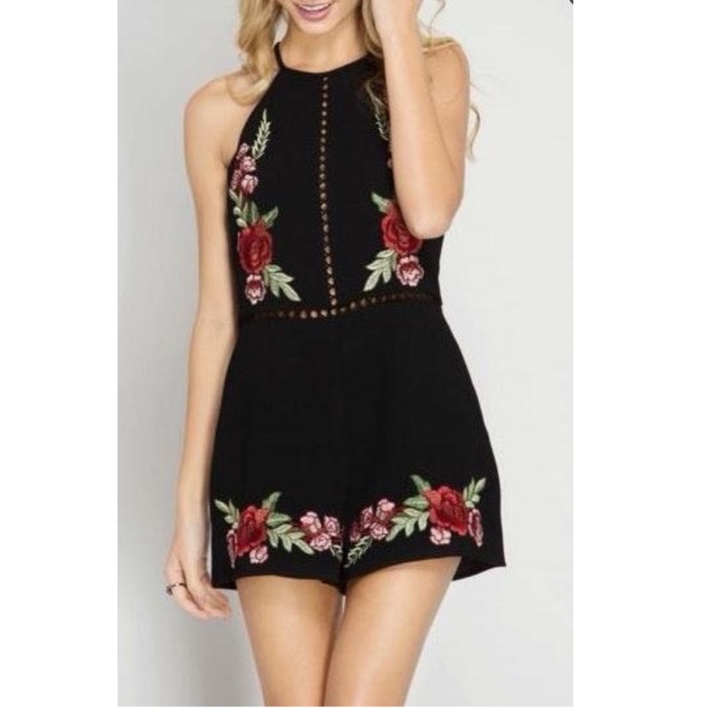 Black Floral Romper